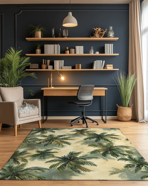 Maldivian Palm Oasis Rug – Tropical Island Design, Soft & Durable | Nature - Inspired Rug by districtoasis