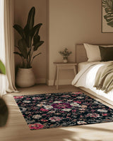 Midnight Bloom Rug | Nature - Inspired Rug by districtoasis