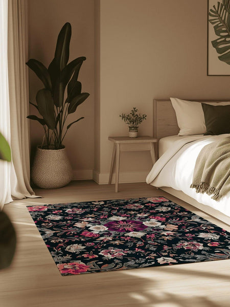 Midnight Bloom Rug | Nature - Inspired Rug by districtoasis