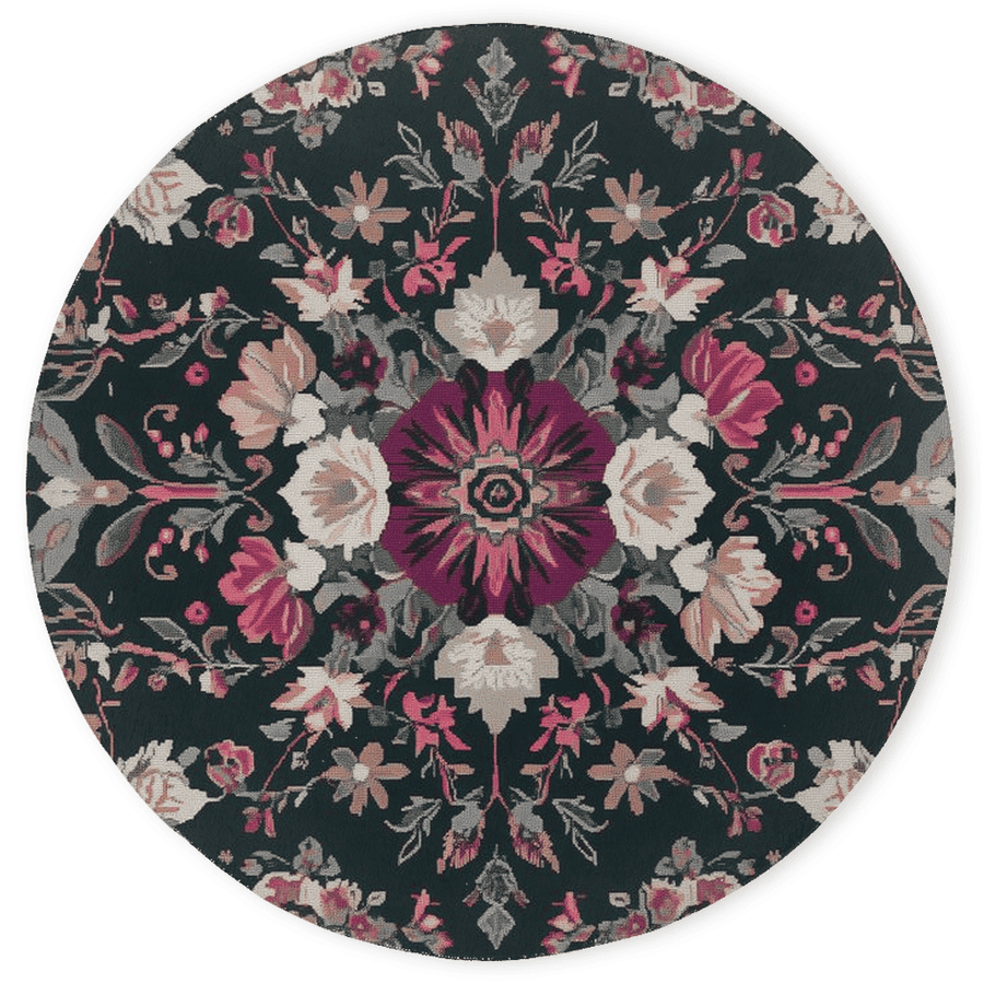 Midnight Bloom Rug – Peruvian Floral Design, Moody & Elegant | Nature - Inspired Rug by districtoasis