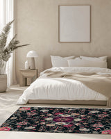 Midnight Bloom Rug – Peruvian Floral Design, Moody & Elegant | Nature - Inspired Rug by districtoasis
