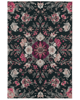 Midnight Bloom Rug – Peruvian Floral Design, Moody & Elegant | Nature - Inspired Rug by districtoasis