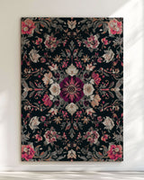 Midnight Bloom Rug – Peruvian Floral Design, Moody & Elegant | Nature - Inspired Rug by districtoasis