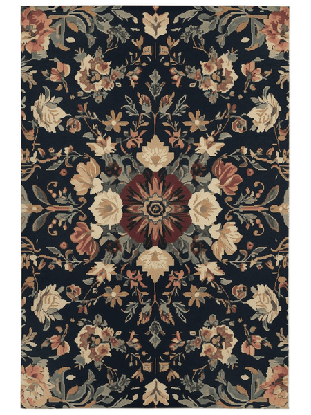 Midnight Bloom Rug – Peruvian Floral Design, Moody & Elegant | Nature - Inspired Rug by districtoasis