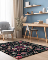 Midnight Bloom Rug – Peruvian Floral Design, Moody & Elegant | Nature - Inspired Rug by districtoasis