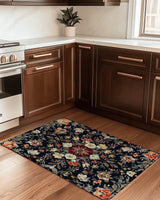Midnight Bloom Rug – Peruvian Floral Design, Moody & Elegant | Nature - Inspired Rug by districtoasis