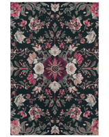 Midnight Bloom Rug – Peruvian Floral Design, Moody & Elegant | Nature - Inspired Rug by districtoasis