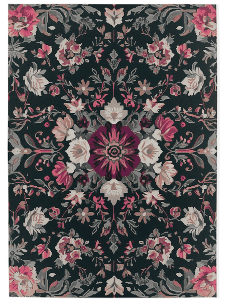 Midnight Bloom Rug – Peruvian Floral Design, Moody & Elegant | Nature - Inspired Rug by districtoasis