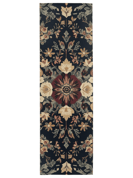 Midnight Bloom Rug – Peruvian Floral Design, Moody & Elegant | Nature - Inspired Rug by districtoasis