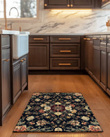 Midnight Bloom Rug – Peruvian Floral Design, Moody & Elegant | Nature - Inspired Rug by districtoasis
