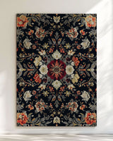 Midnight Bloom Rug – Peruvian Floral Design, Moody & Elegant | Nature - Inspired Rug by districtoasis