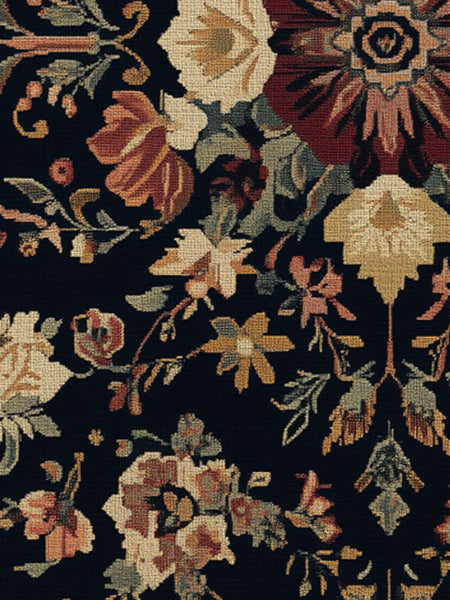 Midnight Bloom Rug – Peruvian Floral Design, Moody & Elegant | Nature - Inspired Rug by districtoasis