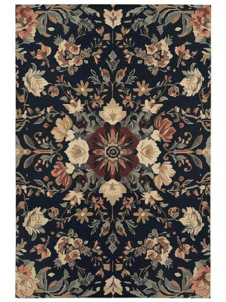 Midnight Bloom Rug – Peruvian Floral Design, Moody & Elegant | Nature - Inspired Rug by districtoasis