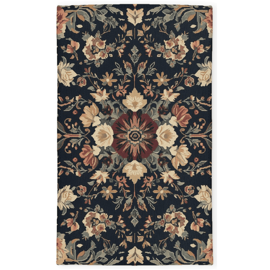 Midnight Bloom Rug – Peruvian Floral Design, Moody & Elegant | Nature - Inspired Rug by districtoasis