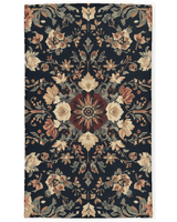 Midnight Bloom Rug – Peruvian Floral Design, Moody & Elegant | Nature - Inspired Rug by districtoasis