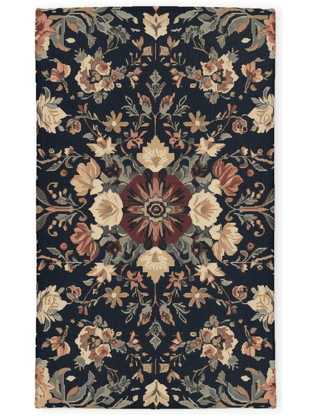 Midnight Bloom Rug – Peruvian Floral Design, Moody & Elegant | Nature - Inspired Rug by districtoasis
