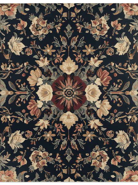 Midnight Bloom Rug – Peruvian Floral Design, Moody & Elegant | Nature - Inspired Rug by districtoasis