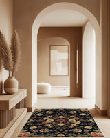 Midnight Bloom Rug – Peruvian Floral Design, Moody & Elegant | Nature - Inspired Rug by districtoasis
