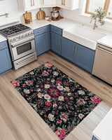 Midnight Bloom Rug – Peruvian Floral Design, Moody & Elegant | Nature - Inspired Rug by districtoasis