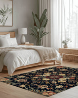 Midnight Bloom Rug – Peruvian Floral Design, Moody & Elegant | Nature - Inspired Rug by districtoasis