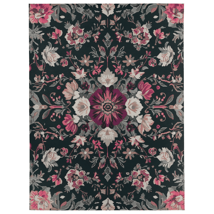 Midnight Bloom Rug – Peruvian Floral Design, Moody & Elegant | Nature - Inspired Rug by districtoasis