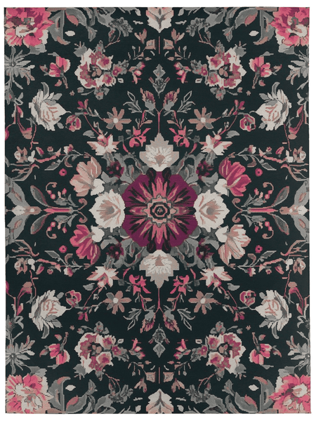 Midnight Bloom Rug – Peruvian Floral Design, Moody & Elegant | Nature - Inspired Rug by districtoasis