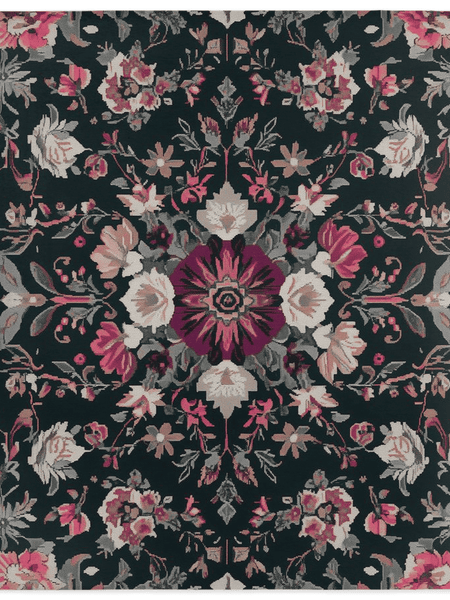 Midnight Bloom Rug – Peruvian Floral Design, Moody & Elegant | Nature - Inspired Rug by districtoasis