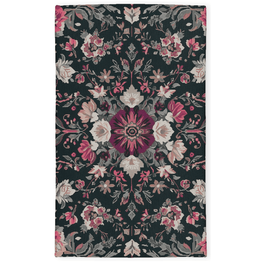 Midnight Bloom Rug – Peruvian Floral Design, Moody & Elegant | Nature - Inspired Rug by districtoasis