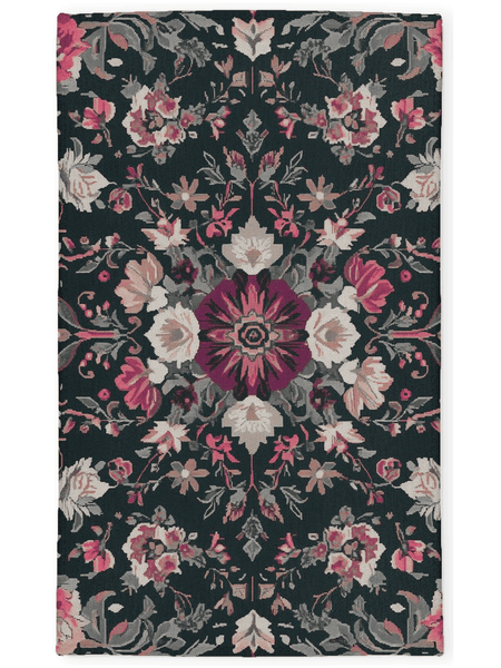 Midnight Bloom Rug – Peruvian Floral Design, Moody & Elegant | Nature - Inspired Rug by districtoasis