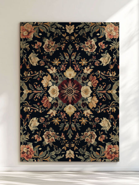Midnight Bloom Rug – Peruvian Floral Design, Moody & Elegant | Nature - Inspired Rug by districtoasis