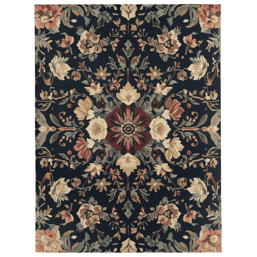 Midnight Bloom Rug – Peruvian Floral Design, Moody & Elegant | Nature - Inspired Rug by districtoasis