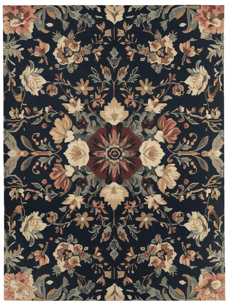 Midnight Bloom Rug – Peruvian Floral Design, Moody & Elegant | Nature - Inspired Rug by districtoasis