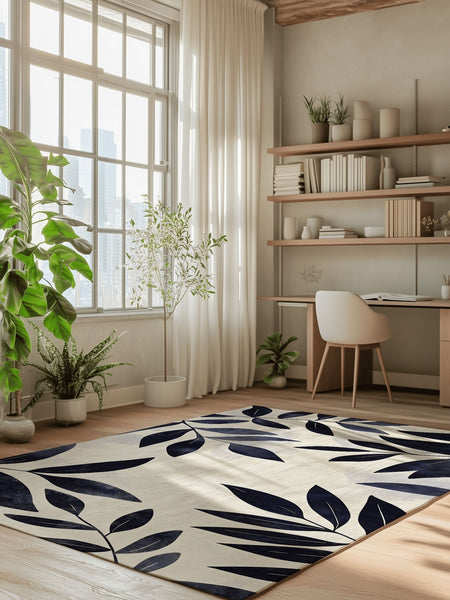 Modern Botanical Rug – Nature - Inspired, Soft & Durable | Nature - Inspired Rug by districtoasis