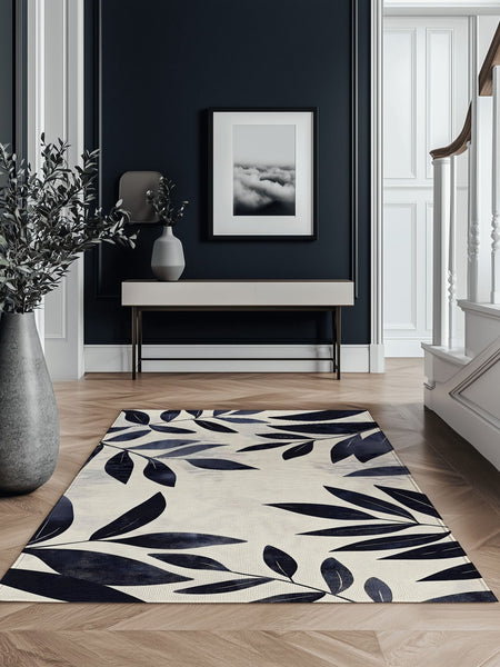 Modern Botanical Rug – Nature - Inspired, Soft & Durable | Nature - Inspired Rug by districtoasis