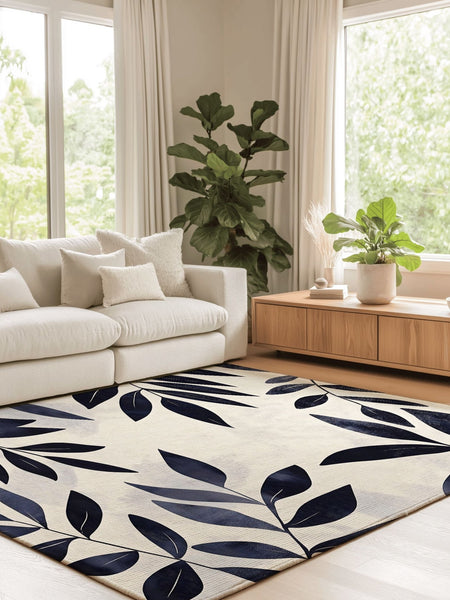 Modern Botanical Rug – Nature - Inspired, Soft & Durable | Nature - Inspired Rug by districtoasis