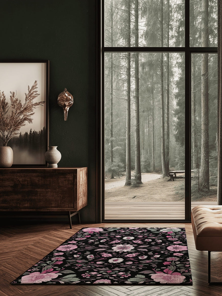 Moonlit Cherry Blossom Rug | Nature - Inspired Rug by districtoasis