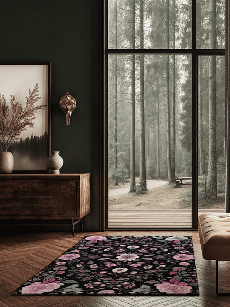 Moonlit Cherry Blossom Rug | Nature - Inspired Rug by districtoasis