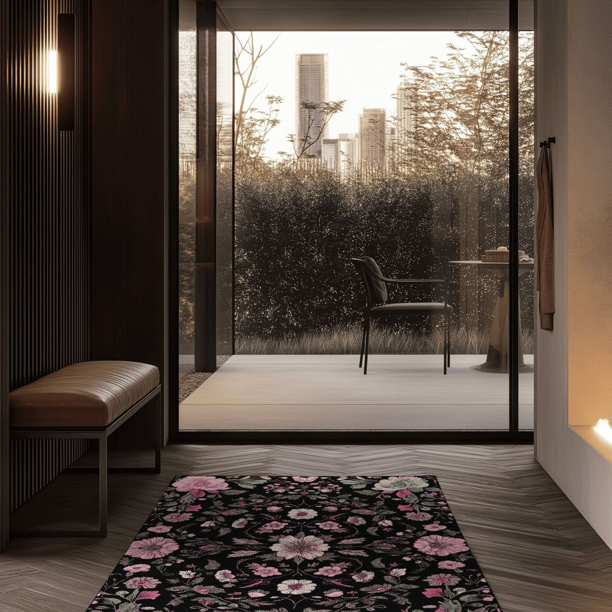 Moonlit Cherry Blossom Rug – Japanese Floral Elegance, Soft & Serene | Nature - Inspired Rug by districtoasis
