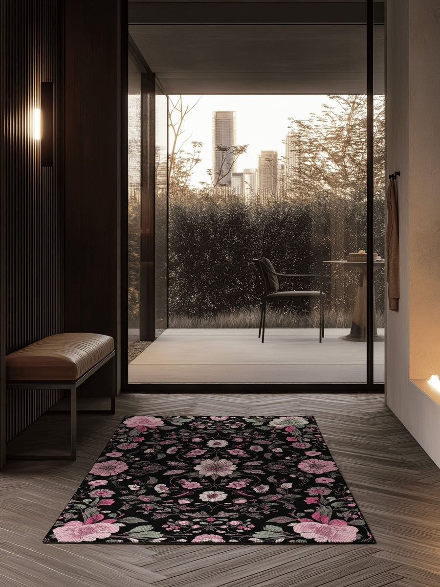 Moonlit Cherry Blossom Rug – Japanese Floral Elegance, Soft & Serene | Nature - Inspired Rug by districtoasis