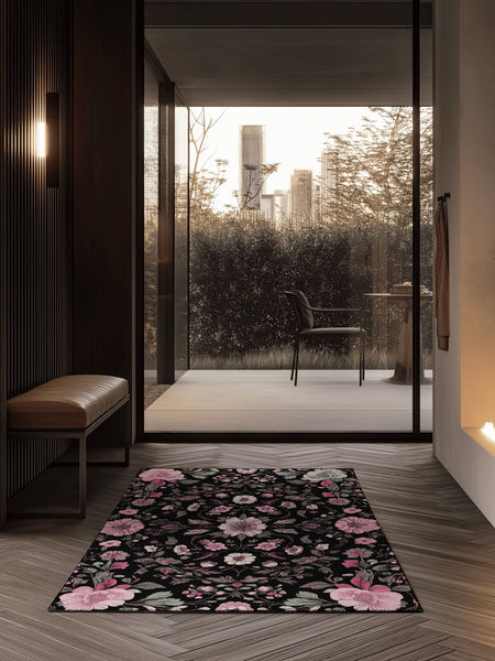 Moonlit Cherry Blossom Rug – Japanese Floral Elegance, Soft & Serene | Nature - Inspired Rug by districtoasis