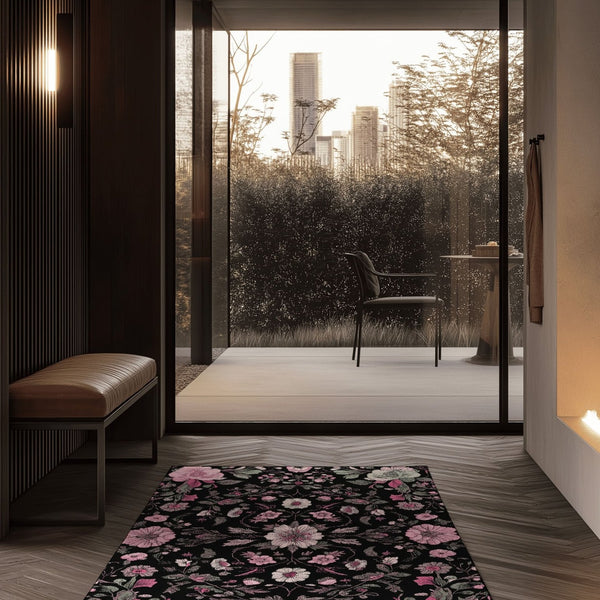 Moonlit Cherry Blossom Rug – Japanese Floral Elegance, Soft & Serene | Nature - Inspired Rug by districtoasis