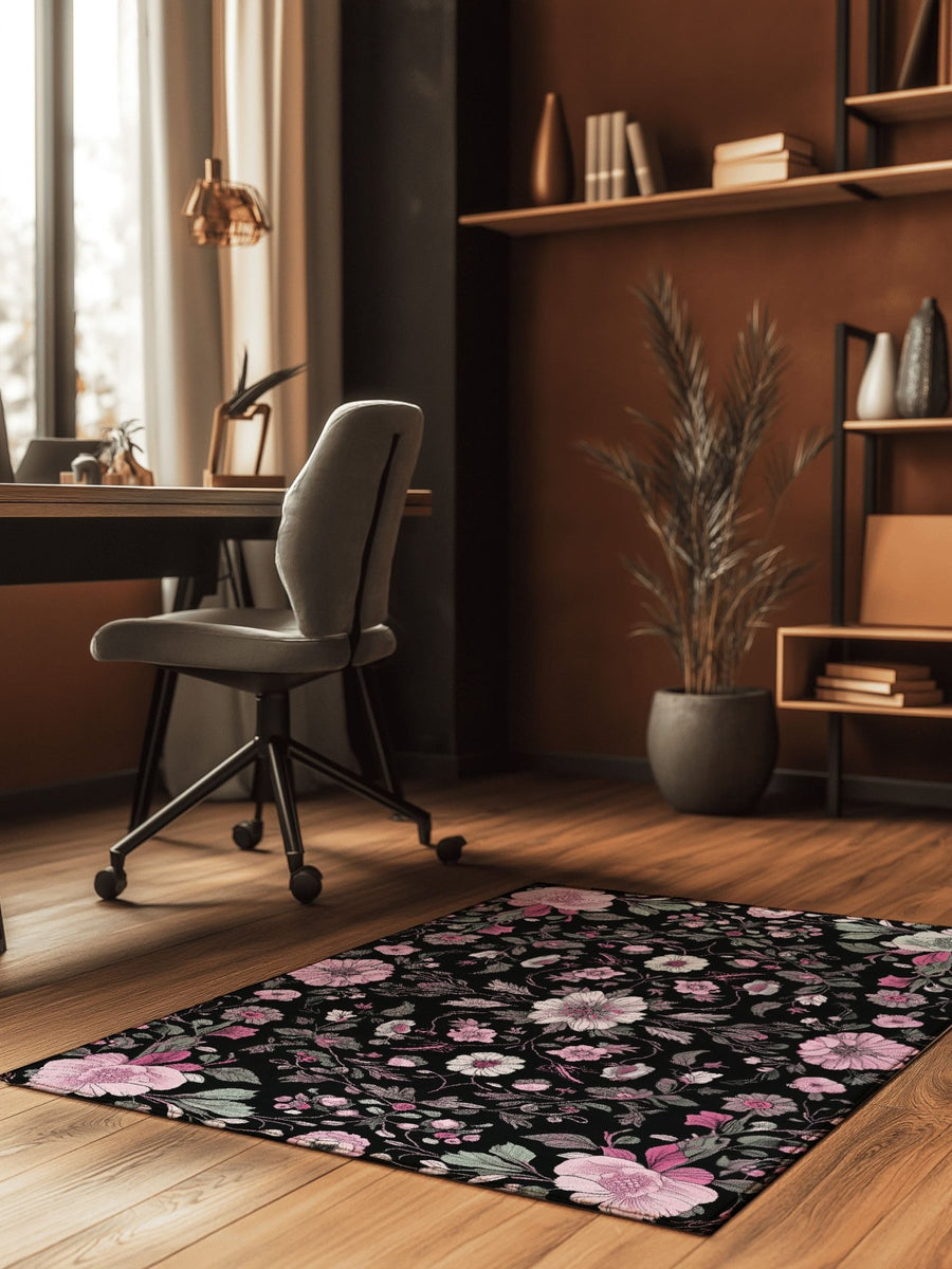 Moonlit Cherry Blossom Rug – Japanese Floral Elegance, Soft & Serene | Nature - Inspired Rug by districtoasis