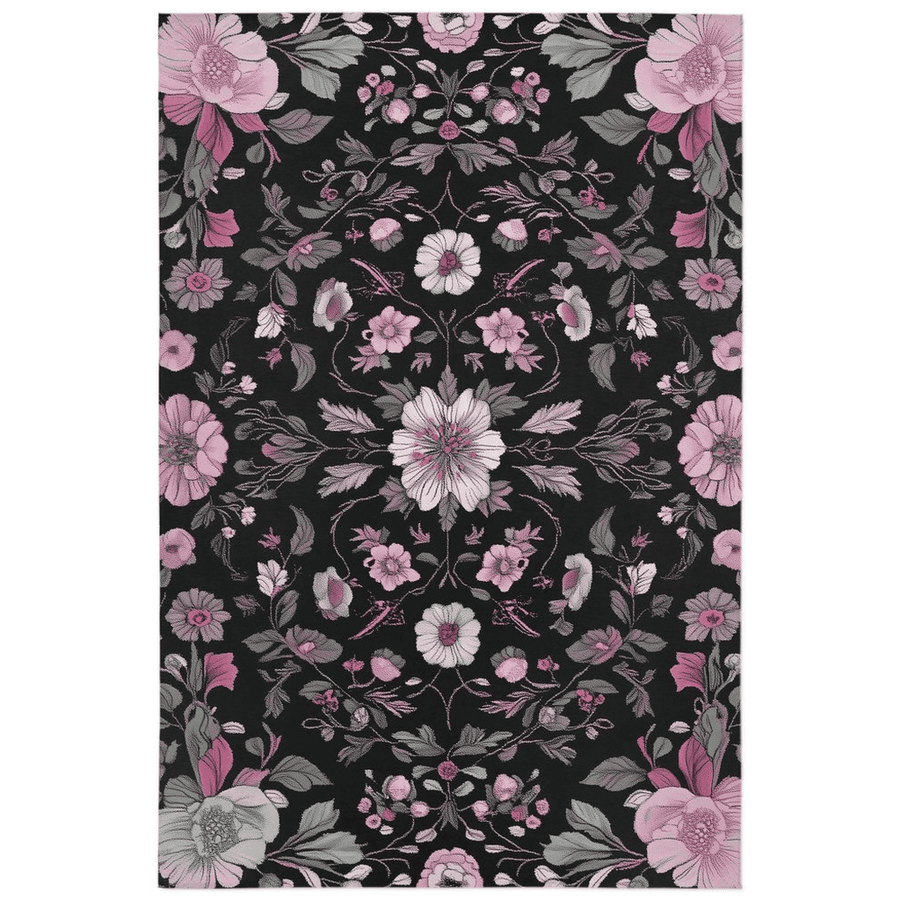 Moonlit Cherry Blossom Rug – Japanese Floral Elegance, Soft & Serene | Nature - Inspired Rug by districtoasis