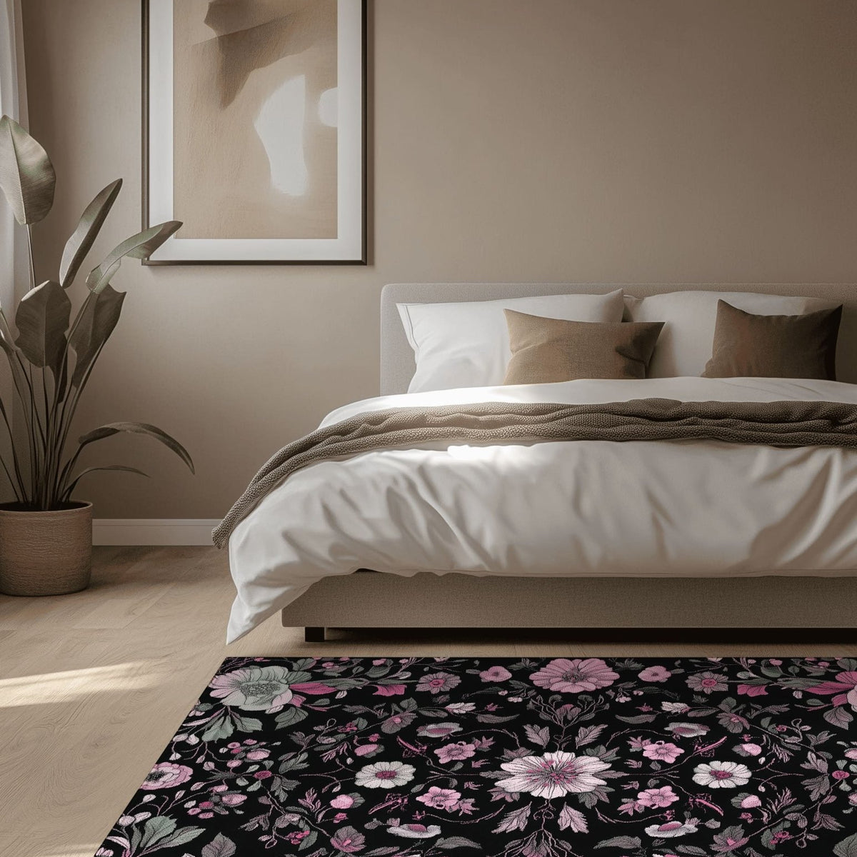Moonlit Cherry Blossom Rug – Japanese Floral Elegance, Soft & Serene | Nature - Inspired Rug by districtoasis