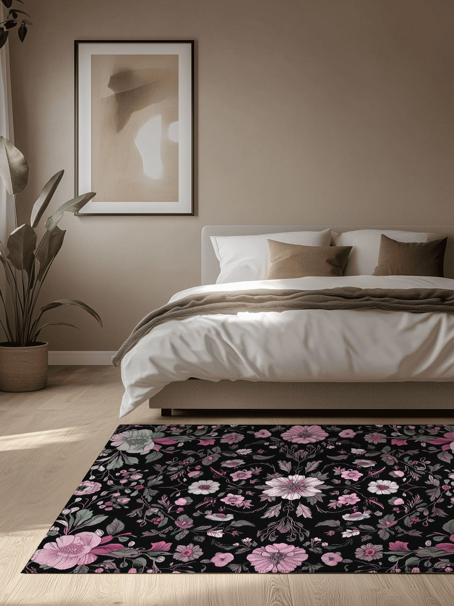 Moonlit Cherry Blossom Rug – Japanese Floral Elegance, Soft & Serene | Nature - Inspired Rug by districtoasis