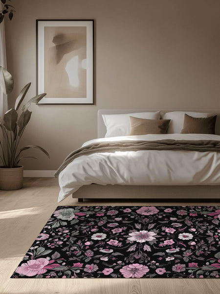 Moonlit Cherry Blossom Rug – Japanese Floral Elegance, Soft & Serene | Nature - Inspired Rug by districtoasis