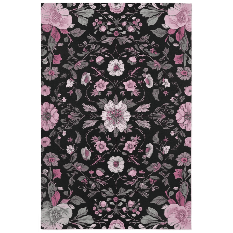 Moonlit Cherry Blossom Rug – Japanese Floral Elegance, Soft & Serene | Nature - Inspired Rug by districtoasis