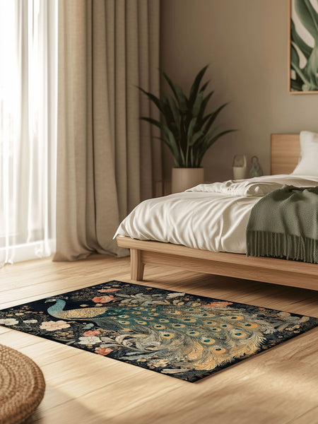 Peacock in Bloom Rug | Nature - Inspired Rug by districtoasis