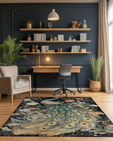 Peacock in Bloom Rug | Nature - Inspired Rug by districtoasis