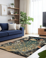 Peacock in Bloom Rug | Nature - Inspired Rug by districtoasis